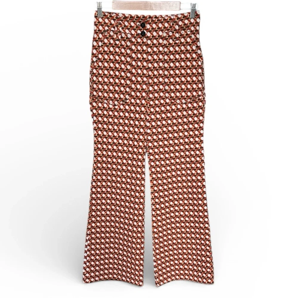 Maeve by Anthropologie The Naomi Wide-Leg Flare Pants in Geometric Pattern - Picture 2 of 8